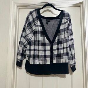 Torrid Black and White Plaid Cardigan cropped
